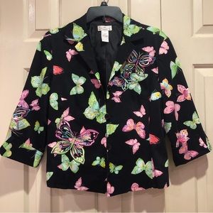 Credo Embroidered Butterfly Blazer Cuffed sleeve size 12